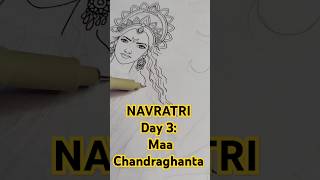 Navratri Drawing Maa CHANDRAGHANTA dussehra navratri shorts durga durgapuja art painting [upl. by Llerral]