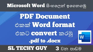 Lesson 03  How to convert PDF documents into Word Documents Using Word 2016  Sinhala [upl. by Mailiw489]