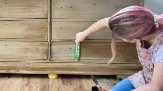 POTTERY BARN FAUX WOOD FINISH  EASY beginner Furniture Flip [upl. by Schacker]