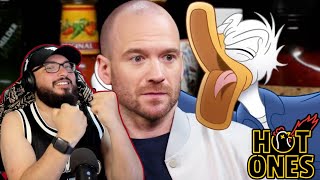 Donald Duck Tries to Keep His Cool While Eating Spicy Wings  Hot Ones  Reaction [upl. by Janifer301]