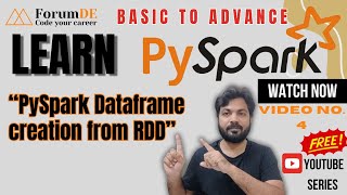 PySpark Dataframe creation from RDD  Mr Arun Kumar education pyspark learnpyspark [upl. by Delos]