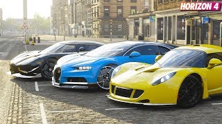 Forza Horizon 4 Online  Bugatti Chiron amp Koenigsegg Agera RS amp Hennessey Venom GT [upl. by Atterys]