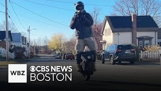 Man with electric unicycle will deliver anything at anytime in Massachusetts city [upl. by Eened]