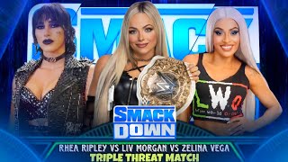 Liv Morgan vs Rhea Ripley vs Zelina Vega World Championship Full Match WWE SmackDown 2024 Highlights [upl. by Meras992]