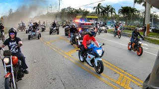 GAS STATION RUSHED BY COPS DIRT BIKES GET STUCK [upl. by Frame]