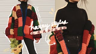 i finally crochet the harry styles cardigan  chunky crochet patchwork cardigan [upl. by Devina]