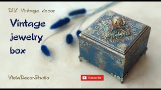 How To Make Vintage Jewelry Box Home Decor DIY [upl. by Leahciam]