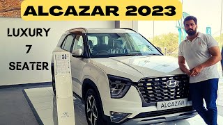 Hyundai Alcazar Base Model Prestige 2023  Best 7 Seater SUV Review in Hindi [upl. by Berck]