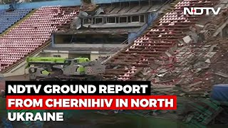 RussiaUkraine War  Huge Crater In The Middle Of Chernihiv Football Ground NDTV Ground Report [upl. by Aynosal200]