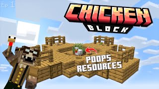 Surviving on a Skyblock world with NOTHING butChickens  quotChickenBlockquot Modpack Ep1 [upl. by Leseil]