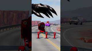 Funny Cars Crossing Triple Spider Man Bollard Gate with Venoms Giant Slap in BeamNGdrive [upl. by Lewanna378]