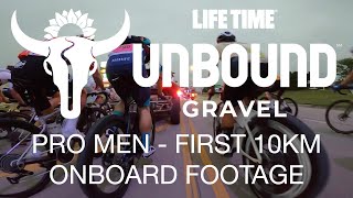 Unbound Gravel 200  Pro Men First 10km Onboard Footage [upl. by Merrily]