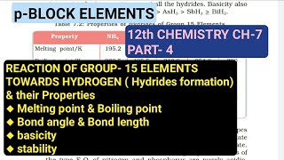 12th Chemistry Ch7Part4Hydrides of Group 15 elements amp their propertiesStudy with Farru [upl. by Enywtna390]