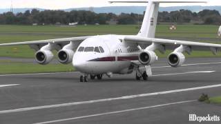 MUST SEE BAe 146 RAF ZE700 ✈ Very close landing taxi and takeoff ✈ Gloucestershire Airport [upl. by Mayce]