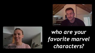 CHRIS EVANS amp SCARLETT JOHANSSONS FAVORITE MARVEL CHARACTERS USO ZOOM CALL LIVE 2020 [upl. by Anivlem]