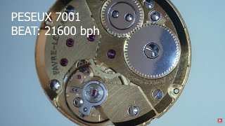 Close view on PESEUX 7001 ▶ Swiss Made mechanical watch movement [upl. by Brey]