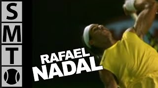 Rafael Nadal  Slow Motion Topspin Serve Closeup [upl. by Atiken566]