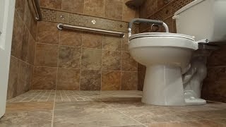 Part 1 How to build and tile curbless  handycap  walk in shower [upl. by Ynattyrb]