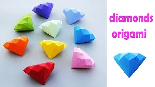 How to make paper diamond easy  Origami Diamond [upl. by Okihsoy]