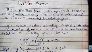 What is Coriolis forceits derivation and Its applications  BSC and MSC PHYSICS [upl. by Oilla591]