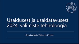 Küberturvalisuse konverents „Usaldusest ja usaldatavusest 2024 valimiste tehnoloogia“ 28102024 [upl. by Nicholson895]