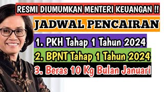 INFO HARI INI  JADWAL PENCAIRAN BANTUAN PKH DAN BPNT TAHAP 1 TAHUN 2024 SERTA BANSOS BERAS 10 KG [upl. by Tingley]