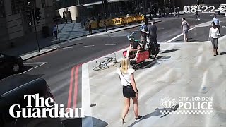 Cyclist headbutts pedestrian in London sparking police appeal [upl. by Irtimd923]