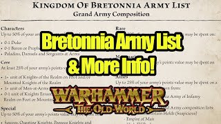 NEWS  Bretonnia Army List amp More Information  Warhammer The Old World  Old World Almanack [upl. by Naxor]