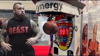 Strongman DESTROYS punch bag machine  Ft Eddie Hall [upl. by Brookhouse534]