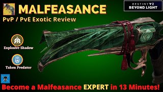 MALFEASANCE Destiny 2 Beyond Light Full PvPPvE Exotic Review [upl. by Andromache]