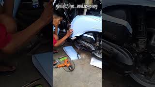 Wrapping Motor Scoopy Biru Pastel skotlet viral Skotlait cuttingsticker shorts malingping [upl. by Ahsinat]