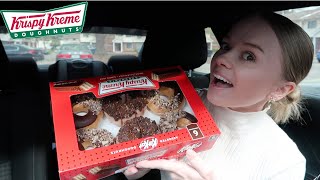 NEW Krispy Kreme Kit Kat doughnuts  crunch cookie dream salted caramel brownie  review [upl. by Cottrell593]