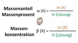 Massenanteil  Massenprozent  Massenkonzentration  Berechnen  Chemie Endlich Verstehen [upl. by Capp]