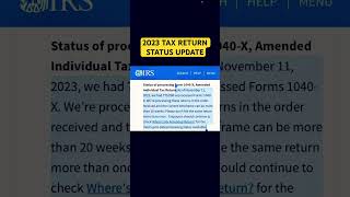 IRS 2023 TAX RETURN STATUS UPDATE irsrefund irs taxrefund2023 [upl. by Anaoj905]