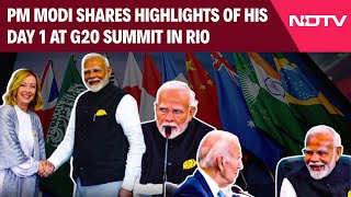 PM Modi Latest News  PM Modi Shares Exclusive Visuals Of His ‘ActionPacked’ Day 1 At G20 Summit [upl. by Talbott]