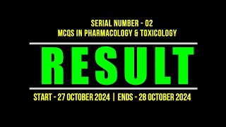 Result  FREE Book Giveaway 02  2024  MCQs in Pharmacology amp Toxicology  03 Winners Name [upl. by Sivraj]