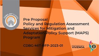 CDBGMITRFP202301  Pre Proposal  Policy and Regulation Assessment Services for quotMAPSquot Program [upl. by Gran3]