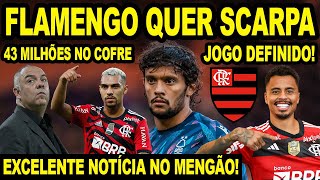 FLAMENGO BUSCA GUSTAVO SCARPA COMO PLANO B EXCELENTE NOTÍCIA NO MENGÃO 43 MILHÕES NO COFRE E [upl. by Nura]