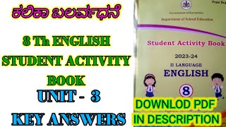 8th class English Kalika Balavardhane key answers Unit 3  Kalika Balavardhane learneasilyhub [upl. by Fiel]