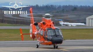 US Coast Guard MH65D Dolphin Startup and Takeoff 17Dec20 [upl. by Dlabihcra]