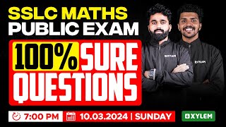 SSLC Public Exam  Maths  100 Sure Questions  Xylem SSLC [upl. by Anazus]