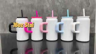 16oz Sublimation Stainless Steel Soda Can With Color Handle [upl. by Hanej]