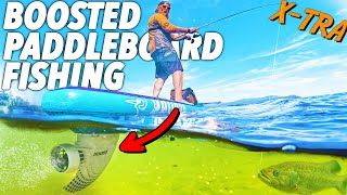 Electric Paddleboard Fishing  Boost Surfing Fin on Pelican Paddle Board for the Win [upl. by Arlon]