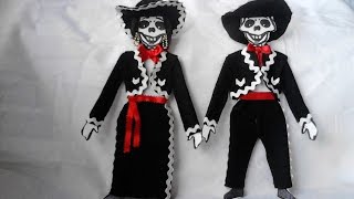 como vestir esqueleto de papel o calavera MARIACHI con moldes [upl. by Narhet]