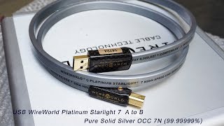 Wireworld Platinum 7 USB A to B  Solid Silver OCC 7N 9999999 [upl. by Dexter]