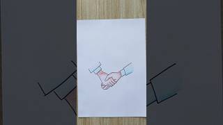 How to draw handshake easy trick shorts drawing handshake drawing [upl. by Xonk597]