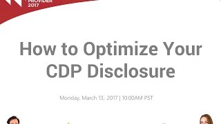 CDP Webinar How to Optimize Your CDP Disclosure [upl. by Rivi]