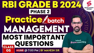 Management for RBI Grade B 2024 Phase 2  RBI Grade B Management Crash Course by Mahesh Sir 5 [upl. by Doralyn]