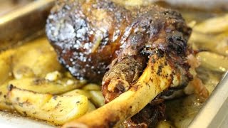 Roasted Leg of Lamb with Potatoes Greek Style [upl. by Enirtak]