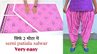 Only 2 Cut ll Semi patiala salwar cutting and stitching For beginners ll [upl. by Mattland]